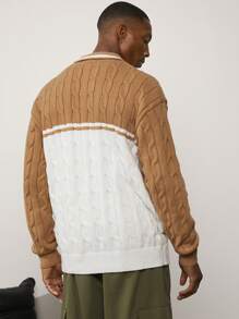 Forever 21 Men's Zip Through Cardigan With Lapel - Apricot - View 3