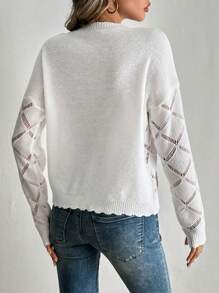 SHEIN LUNE Embroidered Long Sleeve Sweater For Women