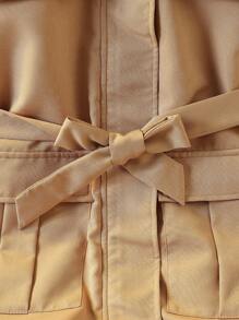 青少年女孩加厚长袖连帽外套，带口袋和腰带，保暖 - 彩色 - 查看 8