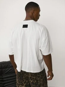 Forever 21 Beige T-Shirt aus Pique-Gewebe mit Rippdetail in legerer Passform - Hellgrau - Übersicht 1