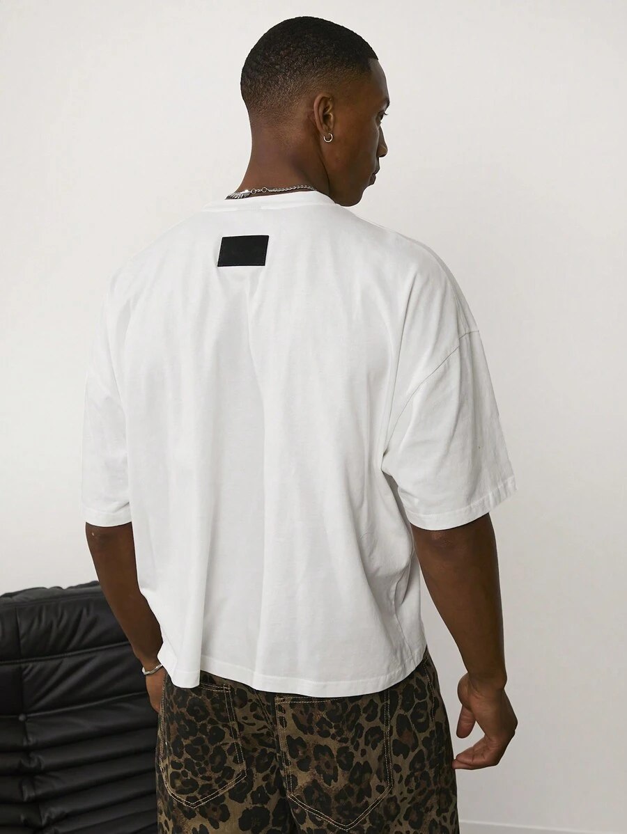 Forever 21 Beige T-Shirt aus Pique-Gewebe mit Rippdetail in legerer Passform - Hellgrau - Übersicht 1