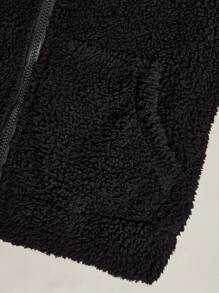 Chaqueta con capucha de manga larga con cremallera frontal de unicolor para niñas preadolescentes, uso casual diario