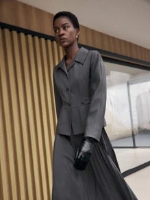 BizChic Women Vintage Elegant Waisted Business Suit Jacket Fall Women Outfits