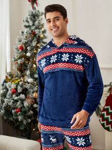 Men's Solid Color Patchwork Hoodie And Pants Casual Loungewear Set - Multicolor - View 9