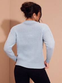 Zolique Solid Color Dropped Shoulder Oversized Casual Crew Neck Sweater For Women Knit Pullover Fall Winter Outfit