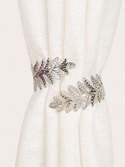 1pc/2pcs Metal Leaf Golden And Silver Open Curtain Rings Curtain Tiebacks About Curtain Tie Curtain Tie Tie Rope Tie Rope Lanyard Accessories Rope Tie Yarn Fashion Accessories For Home Decoration Valentine DAY, Valentines Wedding, Birthday