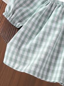 Vestido a cuadros bordado para niñas bebés, otoño - Multicolor - Ver 5