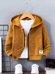 SHEIN 男童休闲可爱运动加厚宽松连帽外套，卡通恐龙图案，秋冬保暖卫衣。采用舒适、合身、耐穿的面料，适合日常外出、上学及各种场合，展现男孩独特的街头风格魅力，秋冬季保暖舒适。