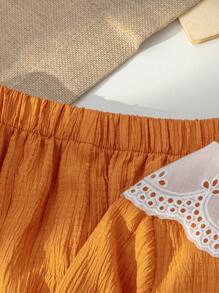 SHEIN Vintaside Kids 2pcs/Set Young Girl Fashionable Casual Fuzzy Ribbed Asymmetric Hem Sweatshirt And Pants Set, Suitable For Outgoing, Vacation, Everyday Wear, Fits Autumn & Spring, Fashion , Cute, Stylish