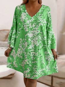 EMERY ROSE Váy hè in hoa thường ngày cổ chữ V cỡ lớn - Nhiều màu - Xem 4