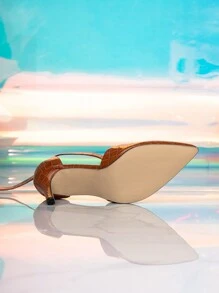 CUCCOO BIZCHIC Women's Fashionable Versatile Pointed Toe High Heels, Shoes Spring Shoes Spring Break Easter For Christmas - Brown - View 5