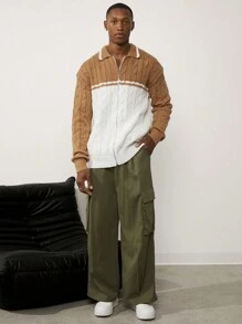 Forever 21 Men's Zip Through Cardigan With Lapel - Apricot - View 4