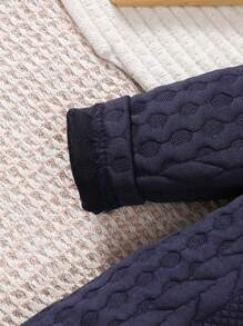 SHEIN 男婴长袖纽扣装饰连体衣