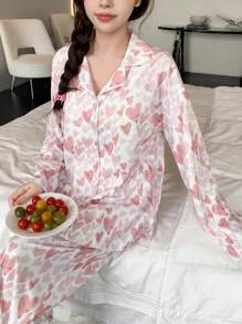 DAZY 心形印花长袖睡衣套装