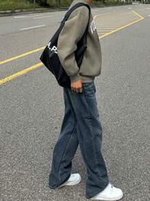 DAZY Áo nỉ chui đầu in chữ cho nam, Mùa thu, Cổ tròn - màu xanh lá - Xem 9