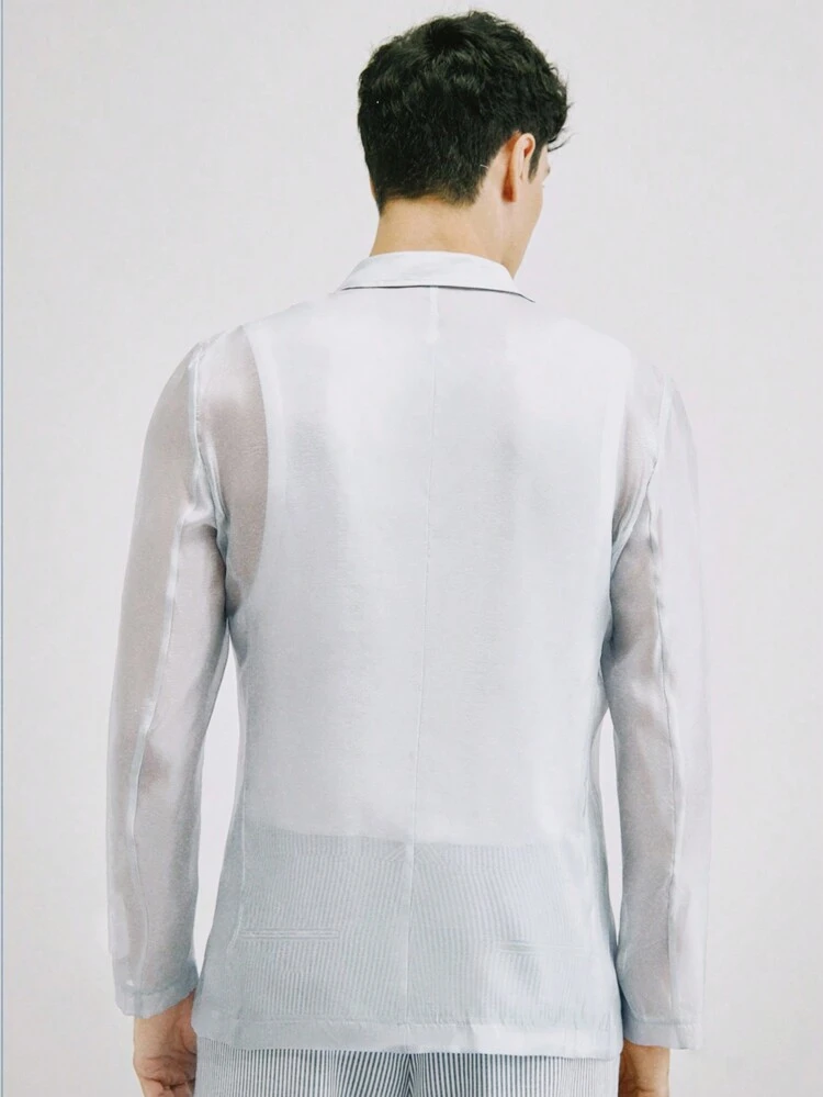 Men's Woven One-Piece Casual Notched Collar Blazer, For Fall Winter
