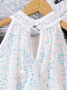 3pcs/Set Girls & Mommy Matching Sequin Decor Sleeveless High-Low Hem Dress Formal Gown For Party, Sold Separately