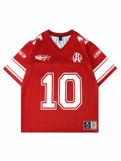 Street Life Camiseta de baloncesto para hombre de manga corta con estilo de jersey de fútbol, camiseta deportiva de malla con empalmes, para el verano