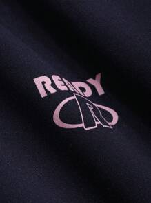 DAZY Sudadera holgada con cuello redondo y estampado de letras para mujer, de otoño e invierno