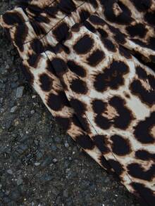 Manfinity RebelGame 男士针织时尚日常休闲豹纹松紧腰直筒裤 - 彩色 - 查看 4