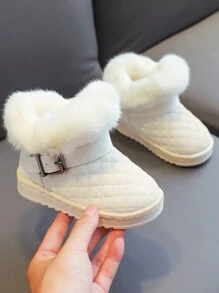 Neue verstärkte Kinder Schneestiefel für den Herbst/Winter, Kleinkind Plüschschuhe mit weicher Sohle, Jungen/Mädchen Flauschige Stiefel in Knöchelhöhe für Kinder - Beige - Übersicht 4
