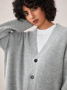 Manfinity VCAY Men's Knitted Loose Casual Long Sleeve Cardigan, Suitable For Fall & Winter - Grey - View 6