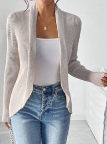 SHEIN LUNE Women Simple Solid Color Casual Long Sleeve Cardigan, Fall Outfit