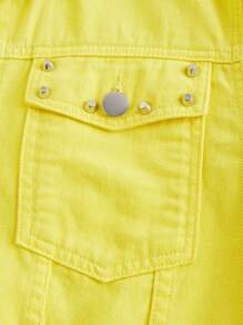 Manfinity LEGND Men's Yellow Denim Frayed Patch Loose Streetwear Jacket - Yellow - View 4