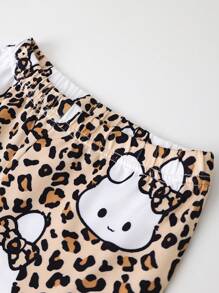 SHEIN 2pcs/Set Young Girl Cute Rabbit & Leopard Print Snug Fit Long Sleeve Pajama Set, Mommy And Me Matching Outfits (2 Pieces Sold Separately) - Multicolor - View 4