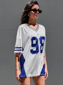 Denimoi Camiseta de fútbol con bloques de color - Azul - Ver 5