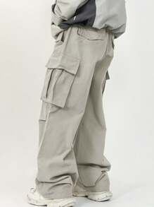 Manfinity Hypemode Loose-Fit Men's Flap Pocket Side Drawstring Waist Cargo Pants