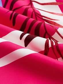 SHEIN LUNE Váy in hoa cổ tròn tay ngắn, thường ngày và ngày lễ - Màu đỏ tím - Xem 8