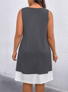 EMERY ROSE Plus Size Summer Casual Colorblock Mock 2-Piece Dress - Multicolor - View 2