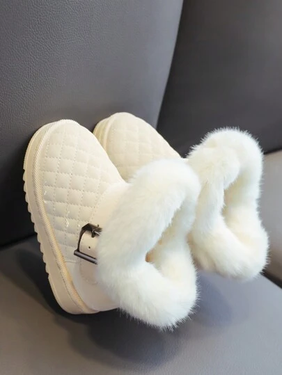 Nuevos botines de nieve para niños de otoño/invierno, zapatos de felpa para niños pequeños con suela blanda, botas con pelaje para niños y niñas, hasta la pantorrilla para niños