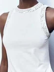 Maija Women's Autumn Sequin Embellished Backless Tank Top - White - View 3