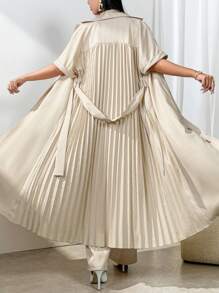 Modelyn 2pcs Women's Front Button Short Sleeve Casual Top & Pants Set Perfect For Business/Work/Cocktail Party/Wedding/Daily/Graduation Women Two-Piece Outfits 2 Pieces Set