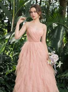 Váy dự tiệc Homecoming Cami lưới xếp nếp thanh lịch hoàn hảo cho các sự kiện trở lại trường, tụ họp, khiêu vũ và cocktail, váy dạ hội bán trang trọng, cho sinh nhật, khách dự tiệc cưới, tốt nghiệp - Bụi hồng - Xem 9