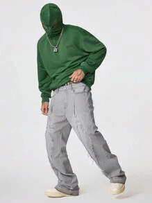 Manfinity VCAY Men Loose Knit Hooded Sweatshirt, For Fall Winter - Khaki - View 1