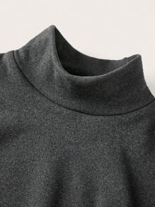 SHEIN BASICS Basic Turtleneck Slim Long Sleeve Solid Color Women's Top For Fall And Winter, Upgraded Thermal Lined Warm Fabric, Stylish, Casual, Comfortable, Versatile Without Looking Bulky