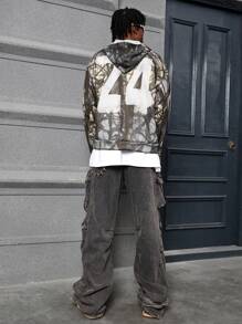 PAVTROS 男式字母印花连帽拉链长袖运动衫 - 彩色 - 查看 5