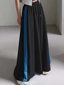 FRIFUL Women Casual Loose Fit Color Block Wide Leg Pants