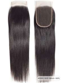 Straight Hair 180% Density 1pc Invisible True 4X4 Lace Closure Single Tiny Knots Silky Straight Human Hair Pre Plucked With Baby Hair For Women Natural Black Color 8-18 Inch