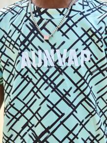 SHEIN Boys' Colorful Stripe Ombre Asymmetrical English Letter Fashion Sport Short Sleeve T-Shirt