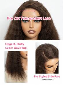 Brown Curly Bob Wig Human Hair Glueless Transparent Lace Front Bob Wig Deep Wave Pre Cut Wear & Go Bob Wig Pre Plucked Short 14 Inch