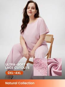 LUVLETTE Women's Plus-Size Soft 100% Pure Cotton Pink Pajamas Sets For Women Lounge Sets For Women Lingerie Bridal Intimates - Watermelon Pink - View 1