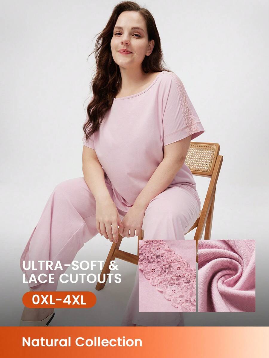 LUVLETTE Women's Plus-Size Soft 100% Pure Cotton Pink Pajamas Sets For Women Lounge Sets For Women Lingerie Bridal Intimates - Watermelon Pink - View 1