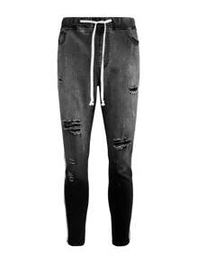 Manfinity LEGND Men Ombre Black & White Denim Jeggings - Black and White - View 3