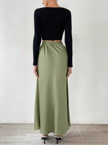 SHEIN Tall 缎面美人鱼长裙