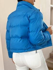 Chiquease 女士绗缝冬季服装夹棉加厚外套适合分层穿着 - 藍色 - 查看 3