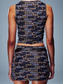 SHEIN Unity Top z nadrukiem w panterkę i zebrą w kratkę